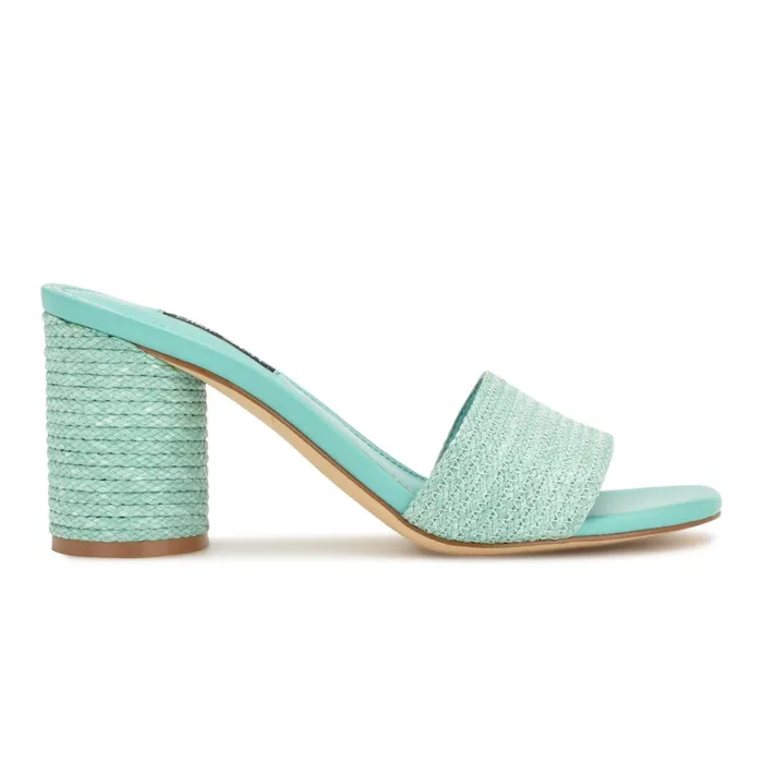 Mapeli Heeled Slide Sandals Aqua Blue Women Nine West Dress