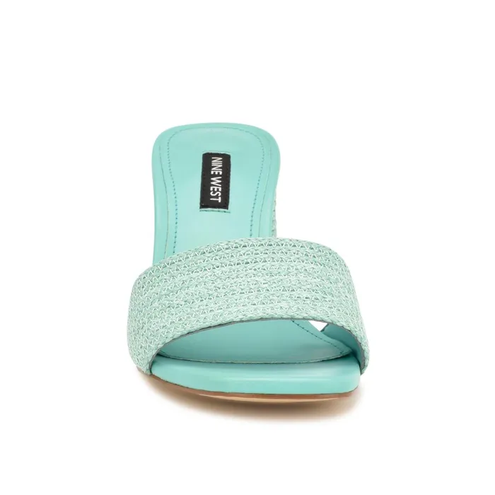 Mapeli Heeled Slide Sandals Aqua Blue Women Nine West Dress Mapeli Heeled Slide Sandals Aqua Blue Women Nine West Dress