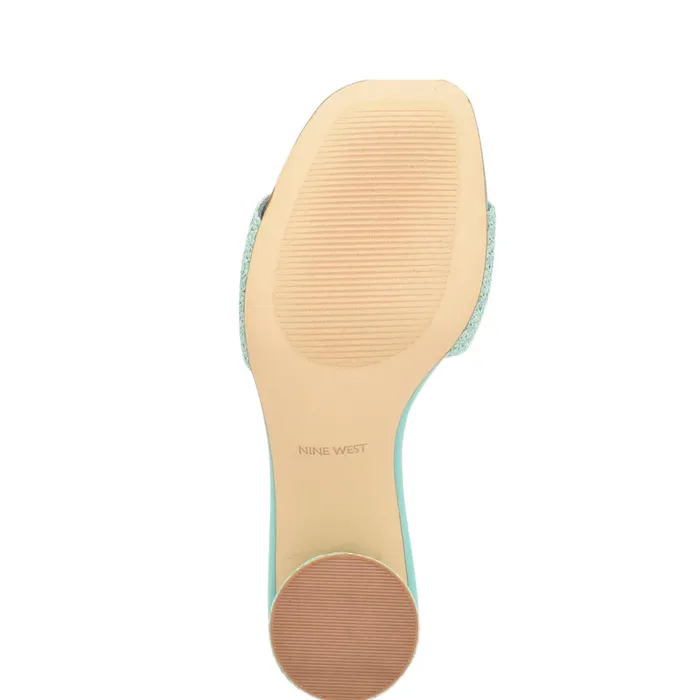 Mapeli Heeled Slide Sandals Aqua Blue Women Nine West Dress Mapeli Heeled Slide Sandals Aqua Blue Women Nine West Dress