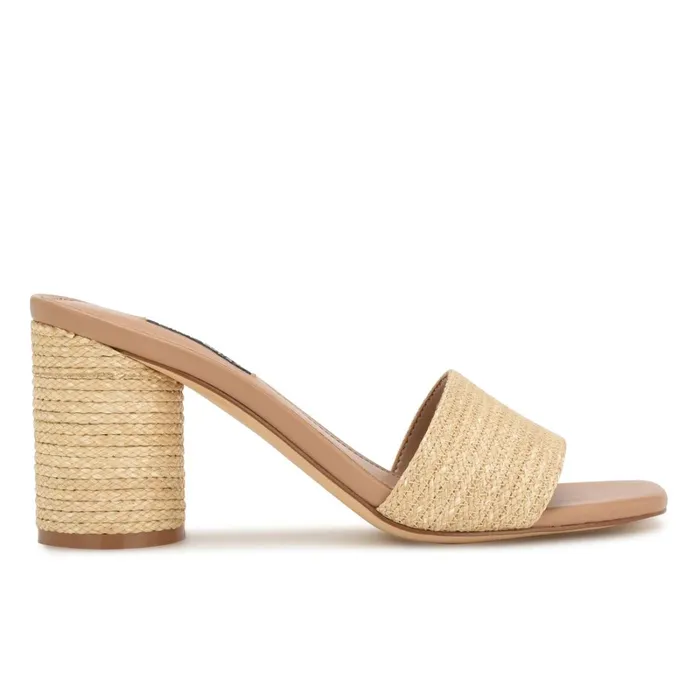 Mapeli Heeled Slide Sandals Natural Women Nine West Dress