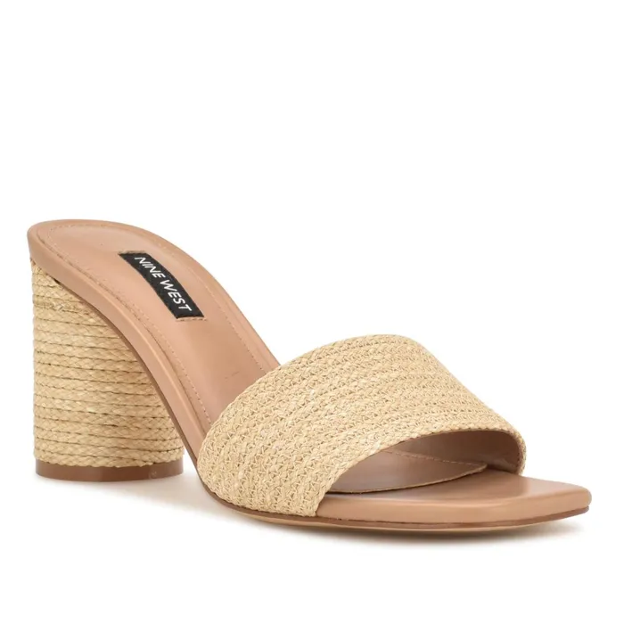 Mapeli Heeled Slide Sandals Natural Women Nine West Dress
