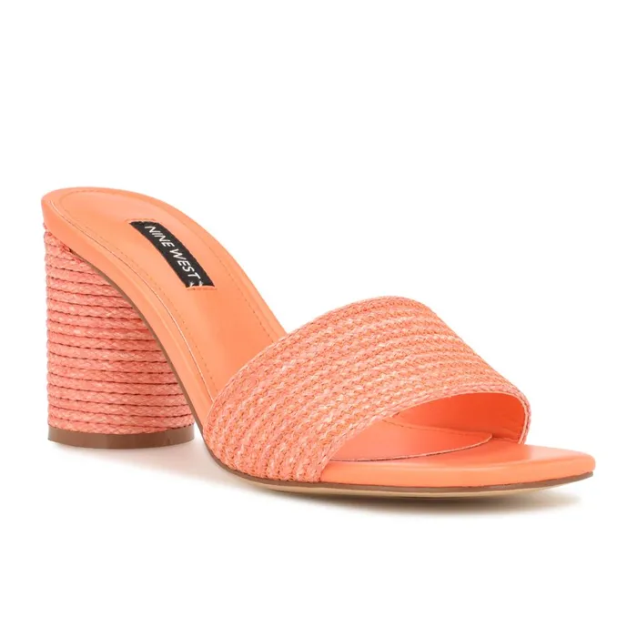 Mapeli Heeled Slide Sandals Orange Women Nine West Mid Heels Mapeli Heeled Slide Sandals Orange Women Nine West Mid Heels