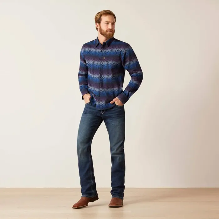 Marley Stretch Modern Fit Shirt Dark Blue Chambray Men Ariat Button Down Shirts Marley Stretch Modern Fit Shirt Dark Blue Chambray Men Ariat Button Down Shirts