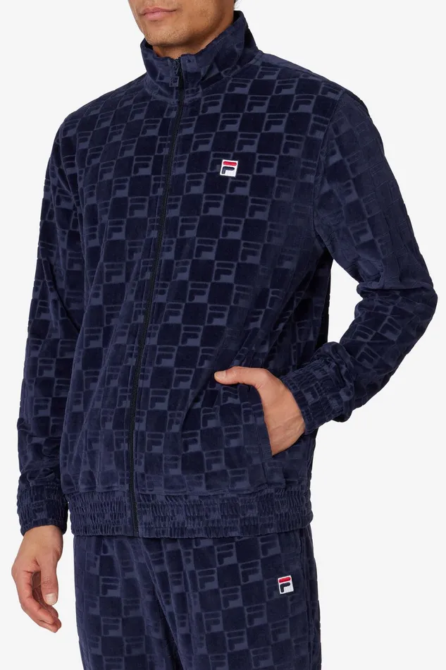 Matching Sets Men Fila Jacquard Velour Track Jacket 400 Fila Navy
