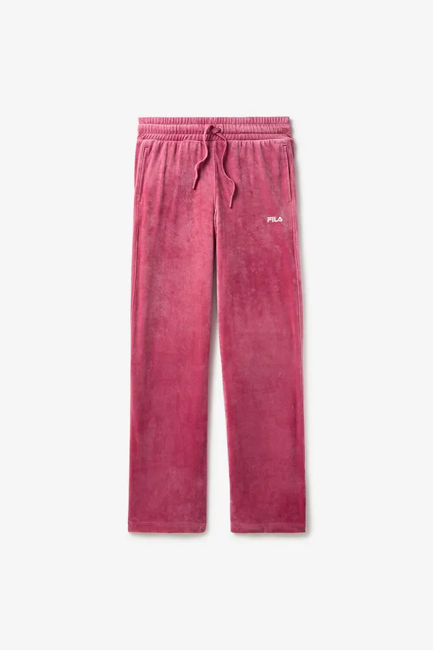 Matching Sets Women Fila Velocity Velour Wide Leg Pant 586 Malagaheather Rosegardenia