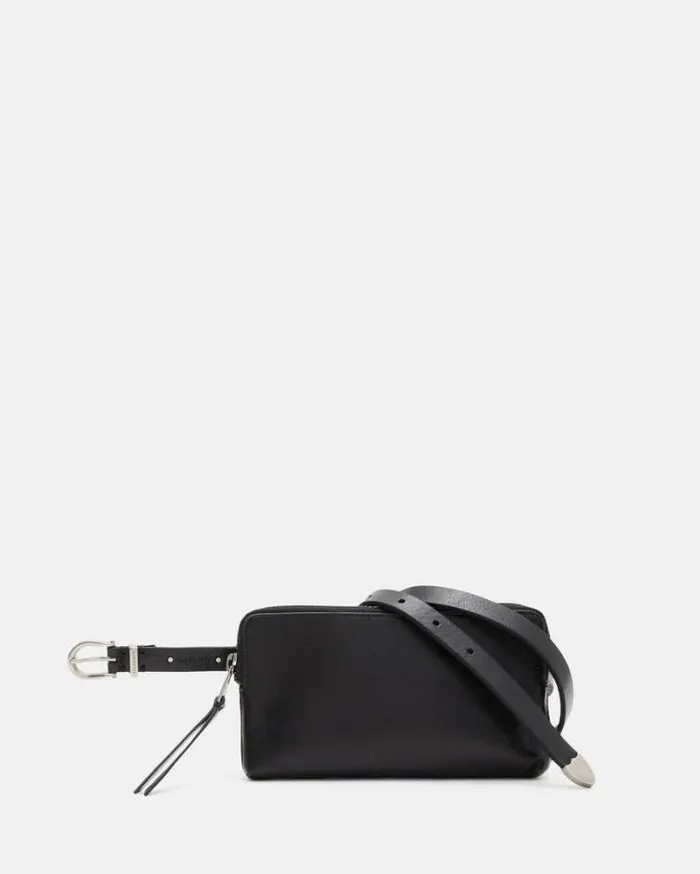 Matilde Western Leather Bag Belt Blackantq Nickel Women AllSaints Leather Belts