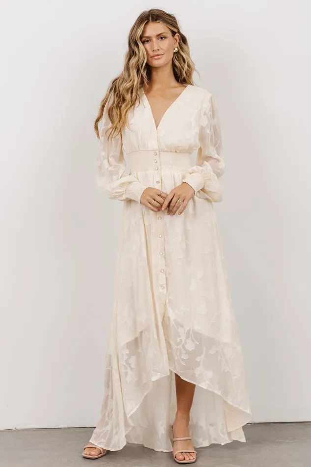 Mayfair High Low Maxi Dress Vintage Cream Women Baltic Born Bridal