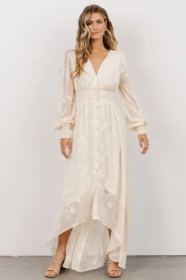 Mayfair High Low Maxi Dress Vintage Cream Women Baltic Born Bridal