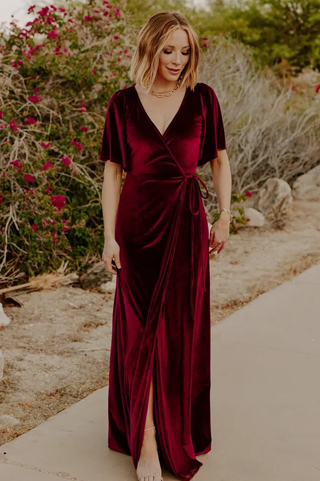 Meghan Velvet Wrap Maxi Dress Mulberry Women Baltic Born Bump Friendly Meghan Velvet Wrap Maxi Dress Mulberry Women Baltic Born Bump Friendly