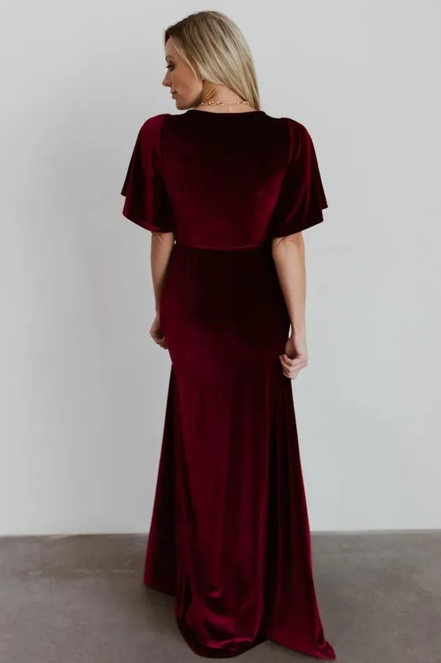 Meghan Velvet Wrap Maxi Dress Mulberry Women Baltic Born Bump Friendly Meghan Velvet Wrap Maxi Dress Mulberry Women Baltic Born Bump Friendly