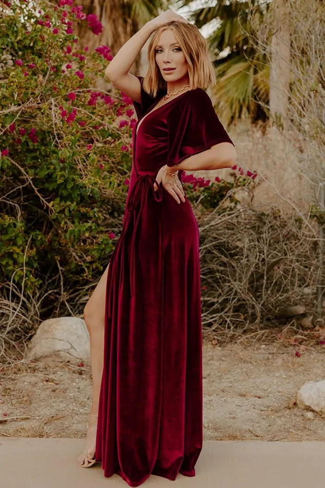 Meghan Velvet Wrap Maxi Dress Mulberry Women Baltic Born Bump Friendly Meghan Velvet Wrap Maxi Dress Mulberry Women Baltic Born Bump Friendly
