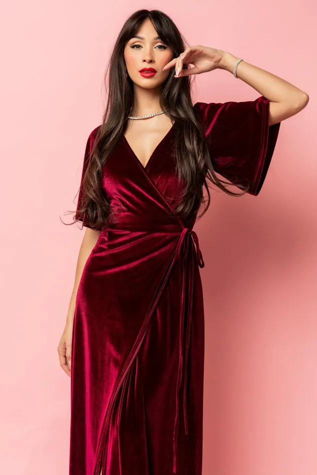 Meghan Velvet Wrap Maxi Dress Mulberry Women Baltic Born Bump Friendly Meghan Velvet Wrap Maxi Dress Mulberry Women Baltic Born Bump Friendly