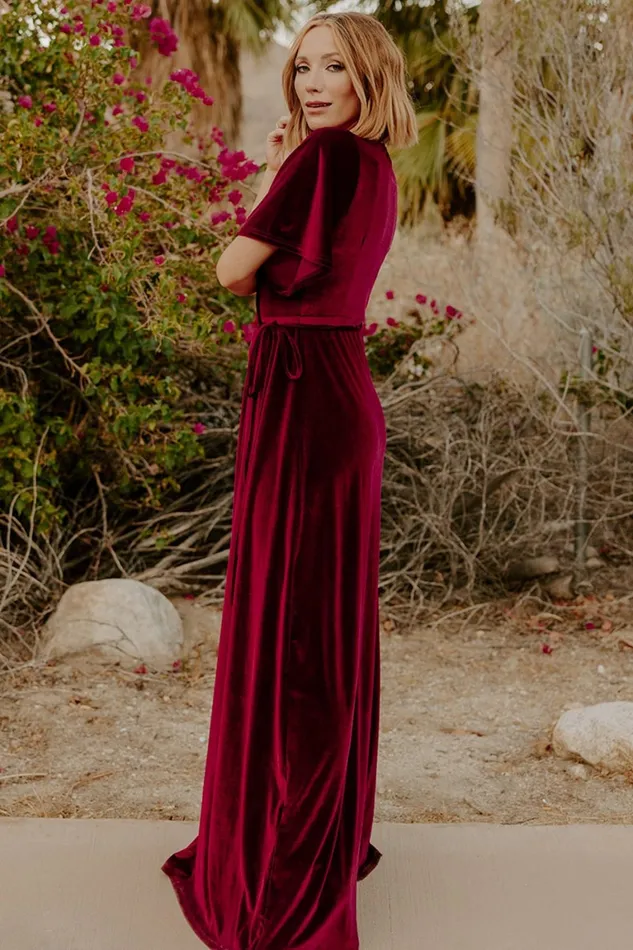 Meghan Velvet Wrap Maxi Dress Mulberry Women Baltic Born Bump Friendly Meghan Velvet Wrap Maxi Dress Mulberry Women Baltic Born Bump Friendly