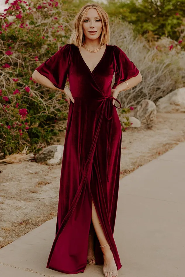 Meghan Velvet Wrap Maxi Dress Mulberry Women Baltic Born Bump Friendly Meghan Velvet Wrap Maxi Dress Mulberry Women Baltic Born Bump Friendly