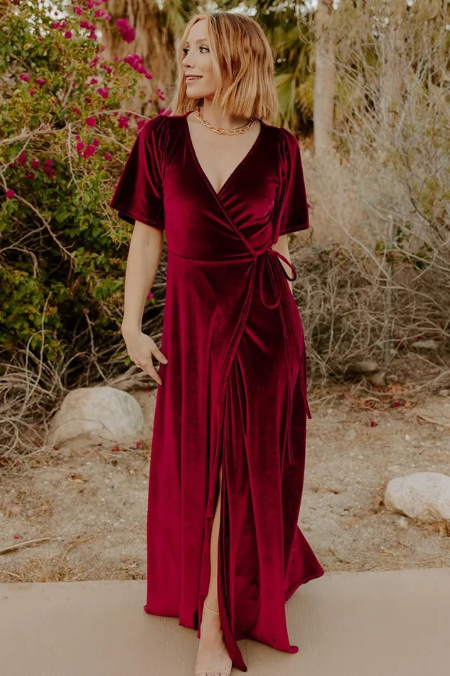 Meghan Velvet Wrap Maxi Dress Mulberry Women Baltic Born Bump Friendly Meghan Velvet Wrap Maxi Dress Mulberry Women Baltic Born Bump Friendly