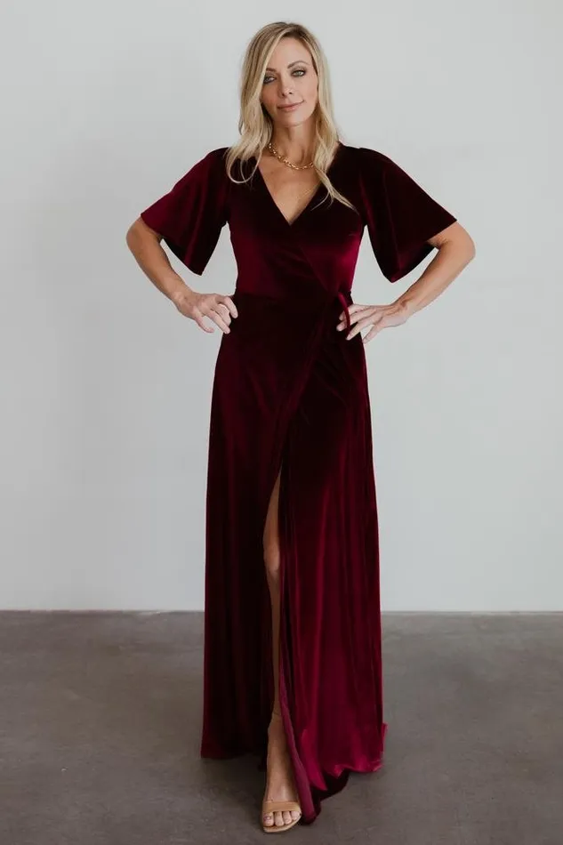 Meghan Velvet Wrap Maxi Dress Mulberry Women Baltic Born Bump Friendly Meghan Velvet Wrap Maxi Dress Mulberry Women Baltic Born Bump Friendly