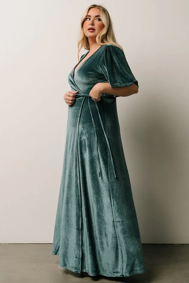 Meghan Velvet Wrap Maxi Dress Persian Blue Women Baltic Born Maxi Dresses Meghan Velvet Wrap Maxi Dress Persian Blue Women Baltic Born Maxi Dresses