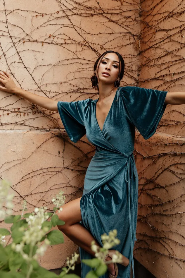 Meghan Velvet Wrap Maxi Dress Persian Blue Women Baltic Born Maxi Dresses Meghan Velvet Wrap Maxi Dress Persian Blue Women Baltic Born Maxi Dresses