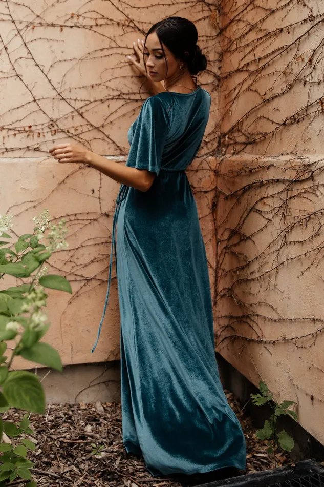 Meghan Velvet Wrap Maxi Dress Persian Blue Women Baltic Born Maxi Dresses Meghan Velvet Wrap Maxi Dress Persian Blue Women Baltic Born Maxi Dresses