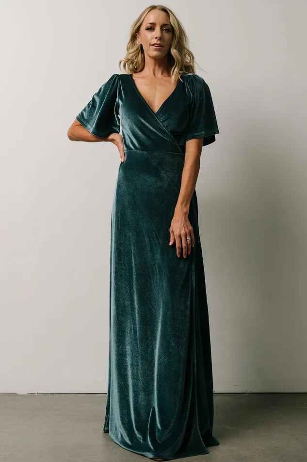 Meghan Velvet Wrap Maxi Dress Persian Blue Women Baltic Born Maxi Dresses Meghan Velvet Wrap Maxi Dress Persian Blue Women Baltic Born Maxi Dresses
