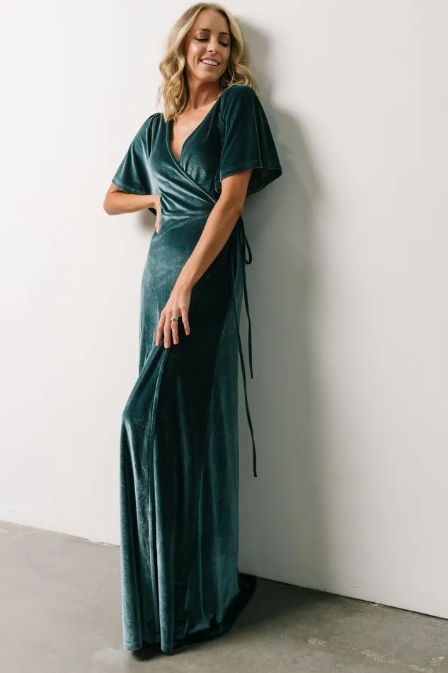 Meghan Velvet Wrap Maxi Dress Persian Blue Women Baltic Born Maxi Dresses Meghan Velvet Wrap Maxi Dress Persian Blue Women Baltic Born Maxi Dresses