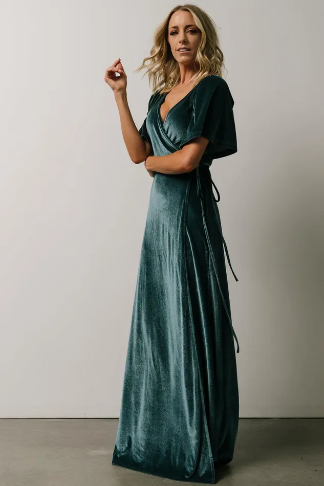 Meghan Velvet Wrap Maxi Dress Persian Blue Women Baltic Born Maxi Dresses Meghan Velvet Wrap Maxi Dress Persian Blue Women Baltic Born Maxi Dresses