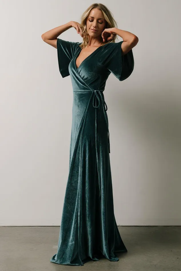 Meghan Velvet Wrap Maxi Dress Persian Blue Women Baltic Born Maxi Dresses Meghan Velvet Wrap Maxi Dress Persian Blue Women Baltic Born Maxi Dresses