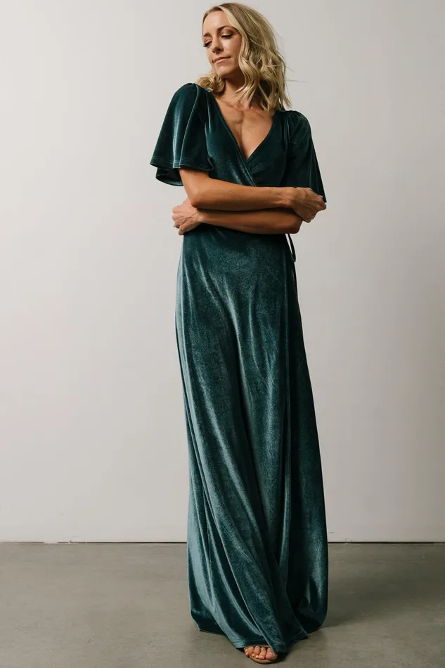 Meghan Velvet Wrap Maxi Dress Persian Blue Women Baltic Born Maxi Dresses Meghan Velvet Wrap Maxi Dress Persian Blue Women Baltic Born Maxi Dresses