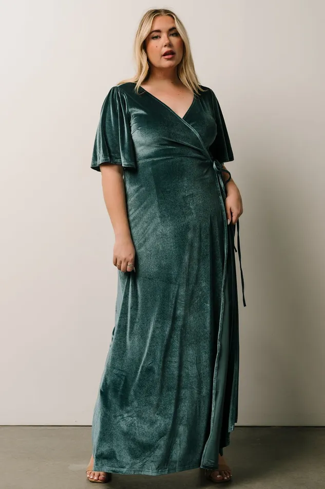 Meghan Velvet Wrap Maxi Dress Persian Blue Women Baltic Born Wedding Guest Meghan Velvet Wrap Maxi Dress Persian Blue Women Baltic Born Wedding Guest