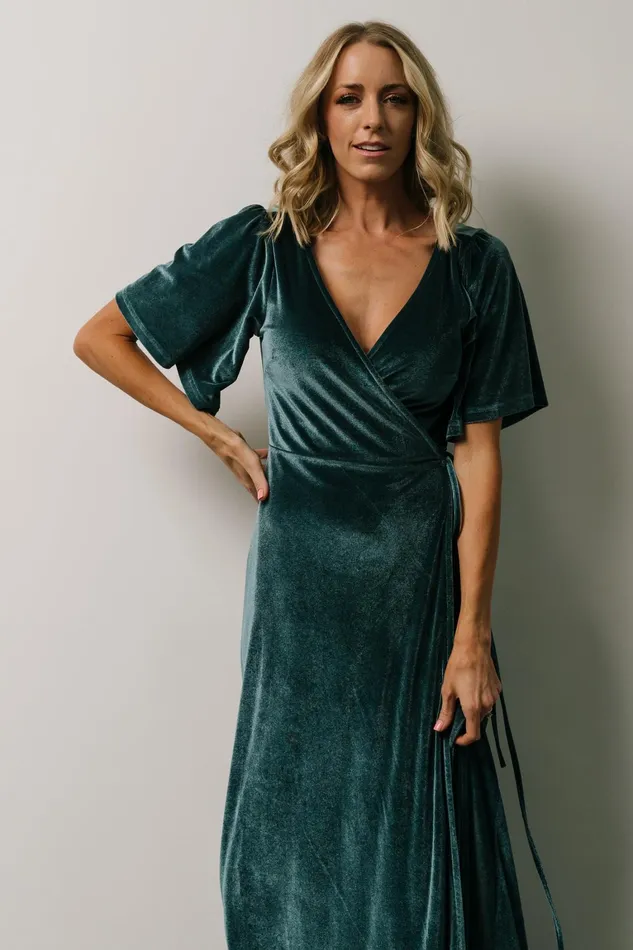 Meghan Velvet Wrap Maxi Dress Persian Blue Women Baltic Born Wedding Guest Meghan Velvet Wrap Maxi Dress Persian Blue Women Baltic Born Wedding Guest