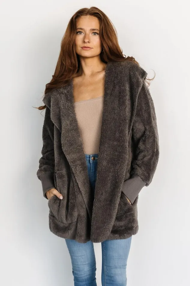 Melrose Teddy Jacket Dark Gray Women Baltic Born Outerwear