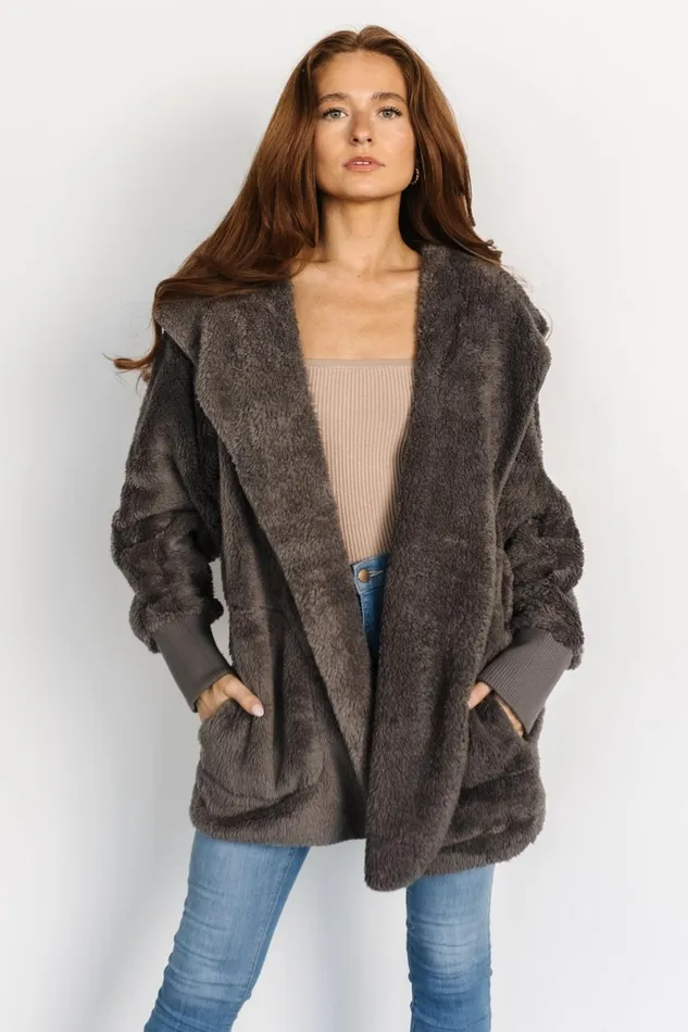 Melrose Teddy Jacket Dark Gray Women Baltic Born Outerwear