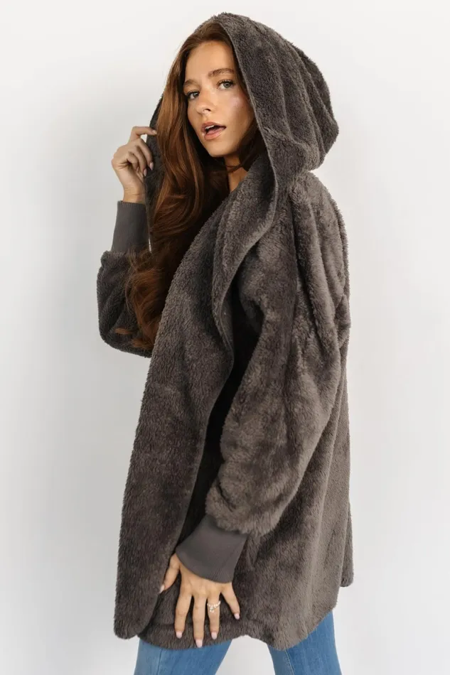 Melrose Teddy Jacket Dark Gray Women Baltic Born Outerwear