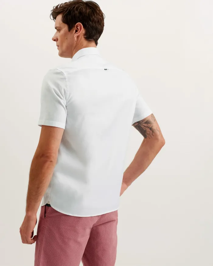 Men ALDGTE 8211 Short Sleeve Cotton Oxford Shirt White Ted Baker Shirts Men ALDGTE 8211 Short Sleeve Cotton Oxford Shirt White Ted Baker Shirts