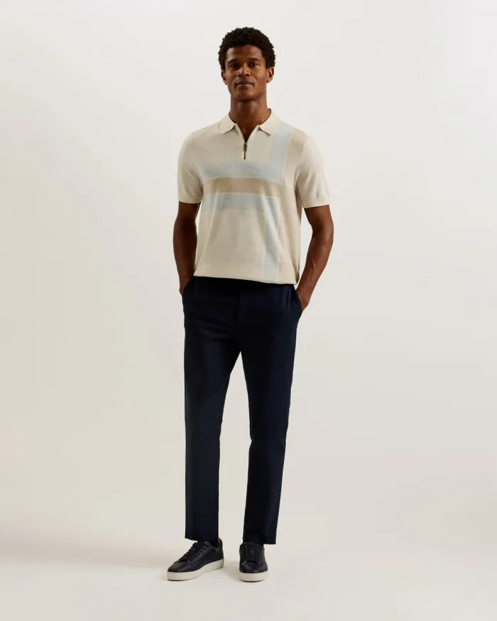 Men AMBLER 8211 Colour Block T Wool Polo Shirt Taupe Ted Baker Jumpers and Knitwear Men AMBLER 8211 Colour Block T Wool Polo Shirt Taupe Ted Baker Jumpers and Knitwear