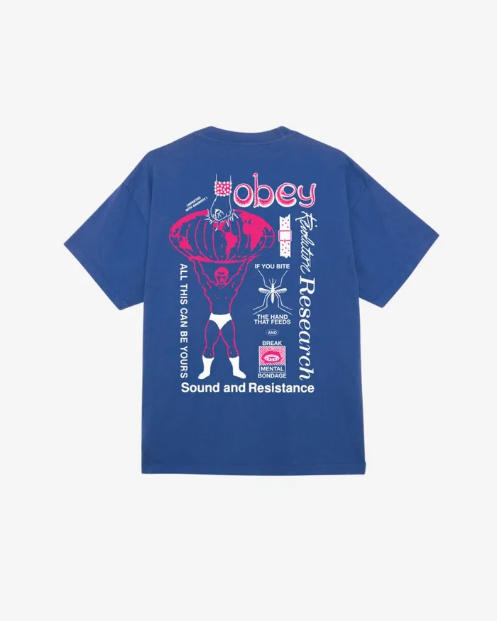 Men BREAK MENTAL BONDAGE HEAVYWEIGHT TSHIRT Surf Blue OBEY Clothing TSHIRTS