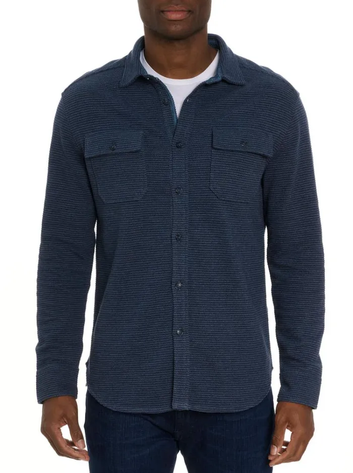 Men BRUNNER LONG SLEEVE KNIT TOP Indigo Robert Graham Button Down Shirts
