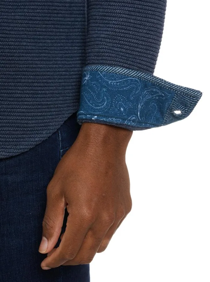 Men BRUNNER LONG SLEEVE KNIT TOP Indigo Robert Graham Button Down Shirts