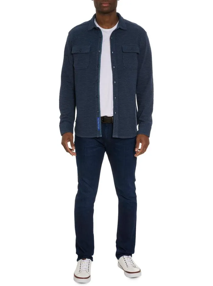 Men BRUNNER LONG SLEEVE KNIT TOP Indigo Robert Graham Button Down Shirts
