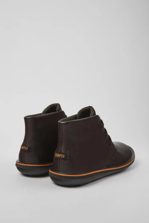 Men Camper Ankle Boots Beetle Brown Leather Ankle Boots