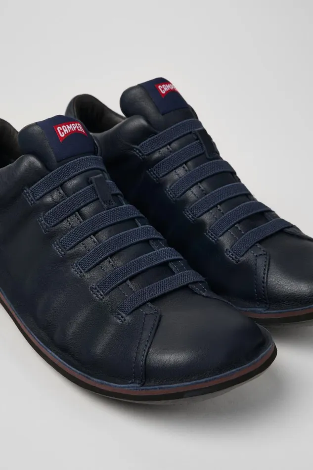 Men Camper Ankle Boots Beetle HYDROSHIELD Blue Leather Sneakers