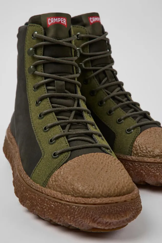 Men Camper Ankle Boots Ground PrimaLoft MICHELIN Greengray Textile And Leather Ankle Boots
