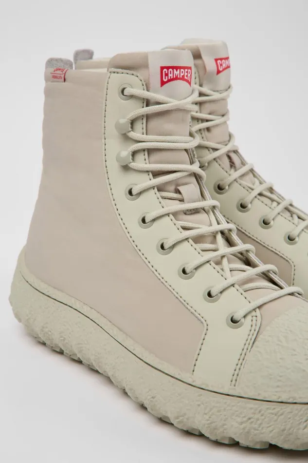 Men Camper Ankle Boots Ground PrimaLoft MICHELIN Light Gray Textile And Leather Ankle Boots