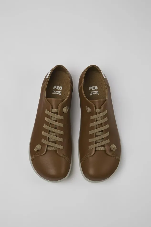 Men Camper Casual Shoes Peu Brown Leather Basket Men Camper Casual Shoes Peu Brown Leather Basket