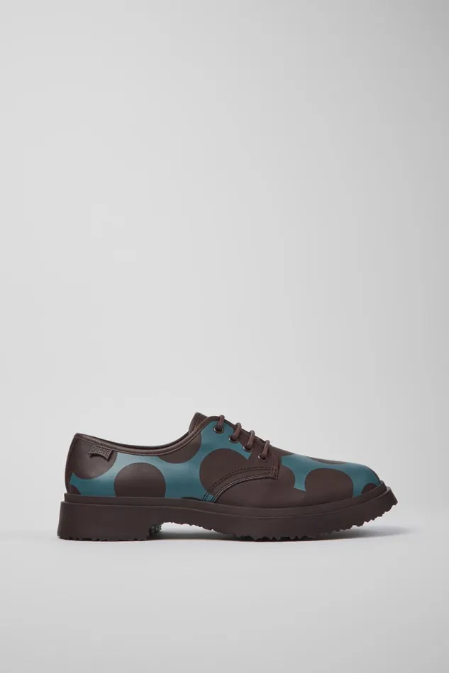 Men Camper Formal Shoes Twins Burgundy And Blue Leather Shoes