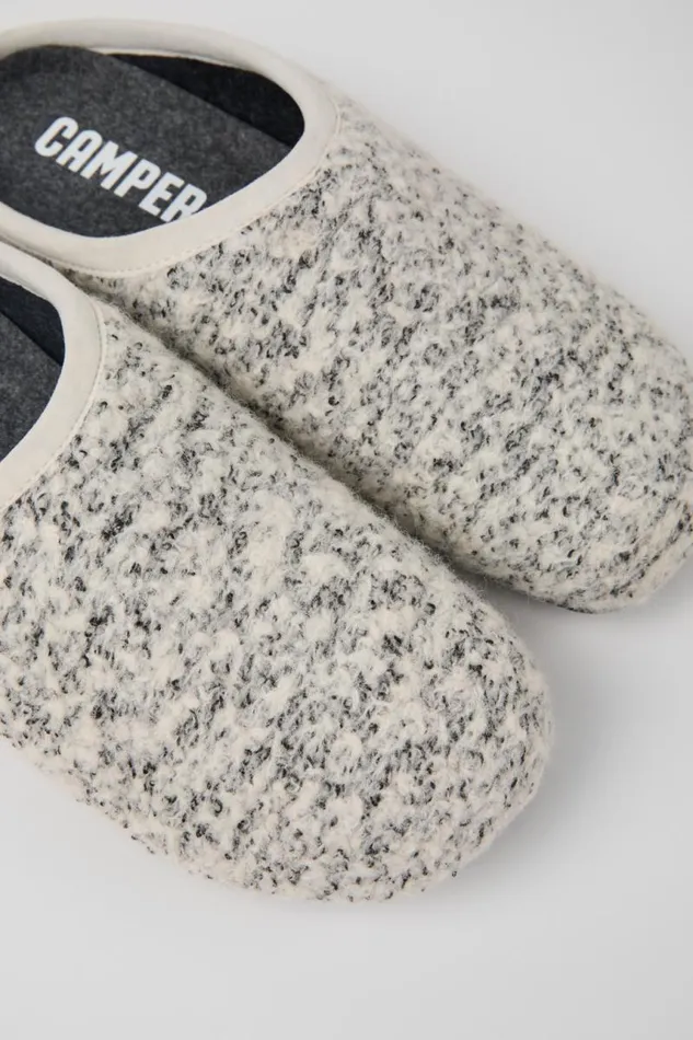 Men Camper Non Leather Shoes Wabi White And Black Slippers