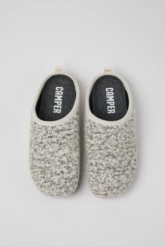 Men Camper Non Leather Shoes Wabi White And Black Slippers Men Camper Non Leather Shoes Wabi White And Black Slippers