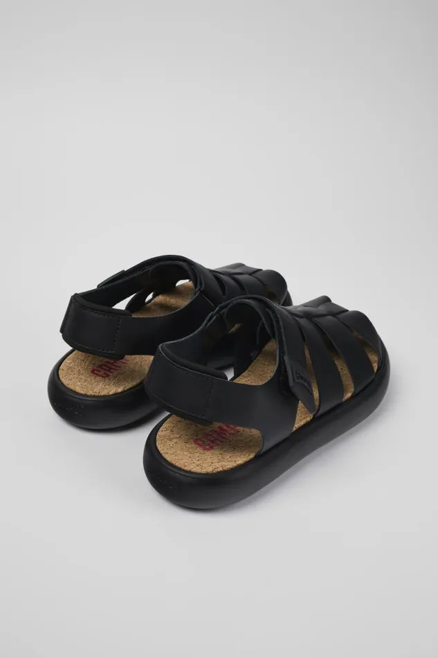 Men Camper Sandals Pelotas Flota Black Leather Sandal