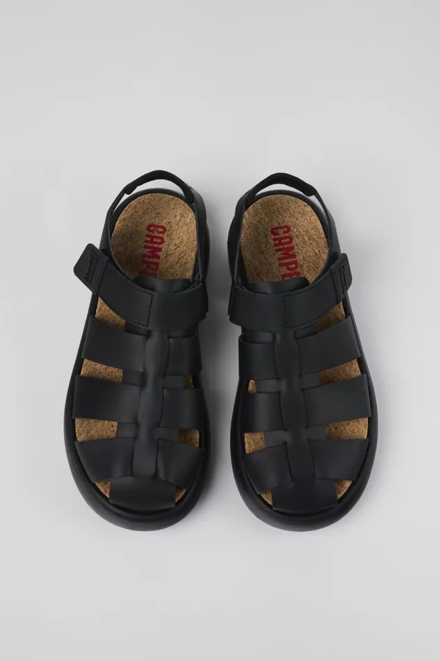 Men Camper Sandals Pelotas Flota Black Leather Sandal