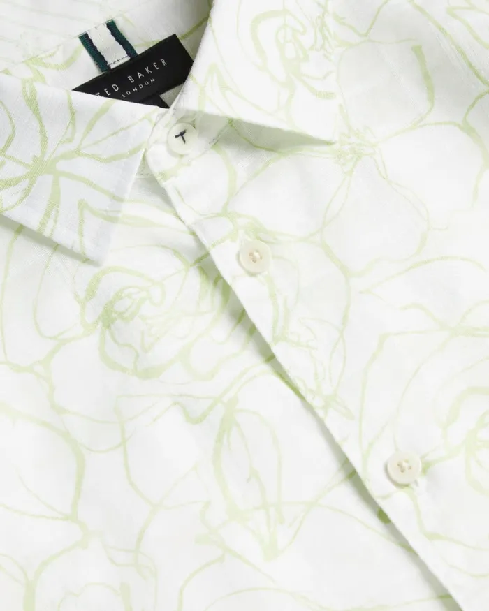 Men CAVU 8211 Short Sleeve Printed Cotton Shirt White Ted Baker Shirts Men CAVU 8211 Short Sleeve Printed Cotton Shirt White Ted Baker Shirts